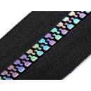 schwarz 1 Stück Jacken Reißverschluss  50 cm - teilbar- Rainbow / Regenbogen